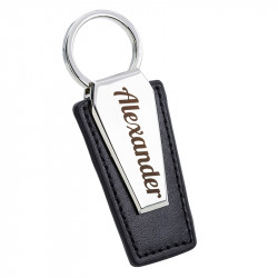 Leather Keychain with Polished Metal plate