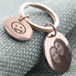 2 circles engraved Keychain with picture