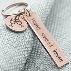 Round and rectangle engraved keychain