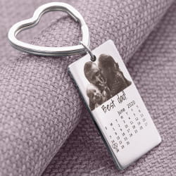 Engraved picture, text and calendar keychain