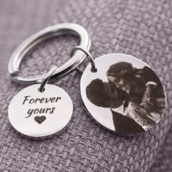 2 circles engraved Keychain with picture