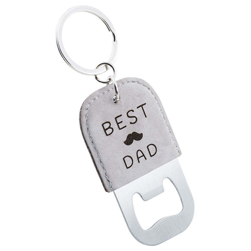 Personalized Genuine Leather Bottle Opener Keyring