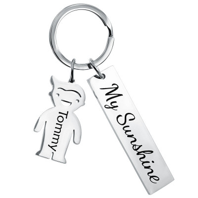 Engraved Rectangle Personalized Keyring with...