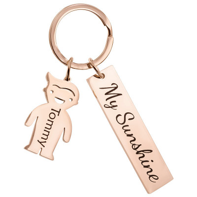 Engraved Rectangle Personalized Keyring with...