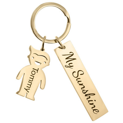 Engraved Rectangle Personalized Keyring with...