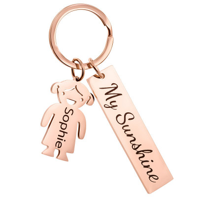 Engraved Rectangle Personalized Keyring with...