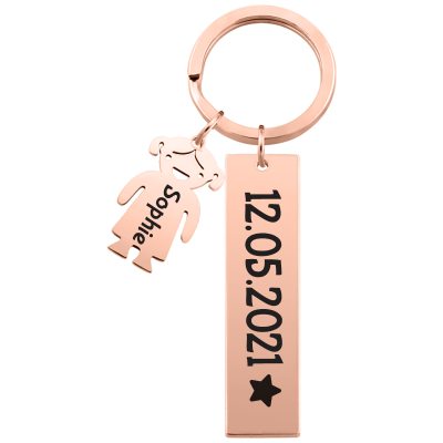 Engraved Rectangle Personalized Keyring with...