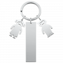 Engraved Rectangle Personalized Keyring with Boy and Girl Charms