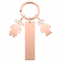 Engraved Rectangle Personalized Keyring with Boy and Girl Charms