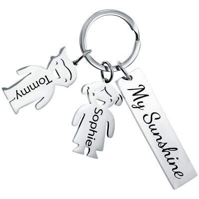 Engraved Rectangle Personalized Keyring with...