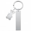 Personalized Engraved Rectangle Keyring with Dog Charm