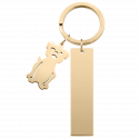 Personalized Engraved Rectangle Keyring with Dog Charm