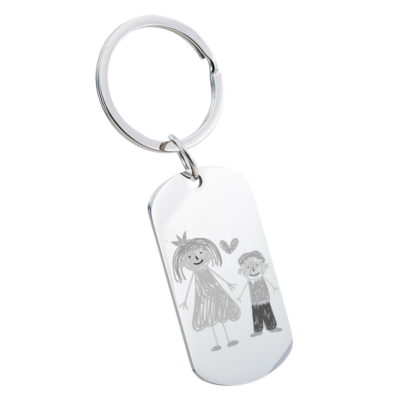 Personalized Drawing to Engraving Military Tag Keyring