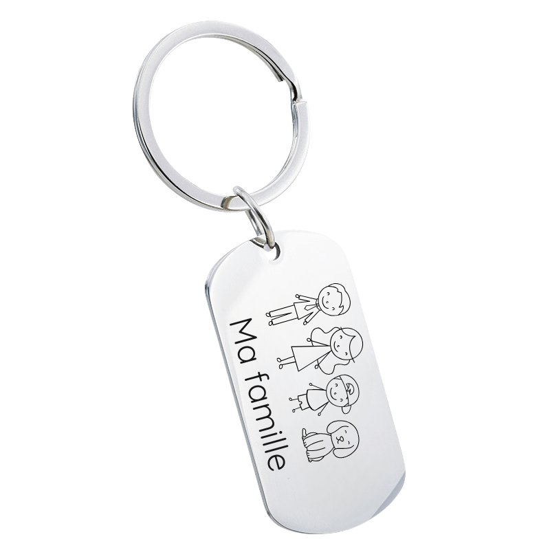 Personalized Engraved Military Tag Keyring with Family Icons