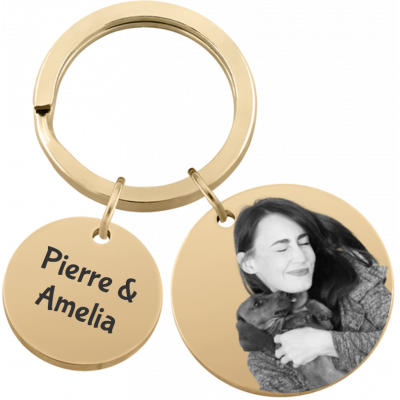 Porte-clés 2 Cercles Gravé Personnalisé avec...
