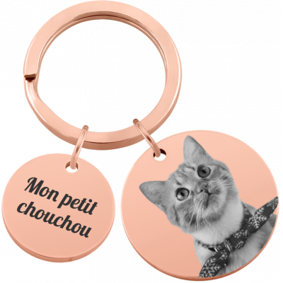 Porte-clés 2 Cercles Gravé Personnalisé avec...