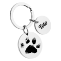Personalized 2 Circles with Paw and Text Engraved Keyring