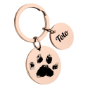 Personalized 2 Circles with Paw and Text Engraved Keyring