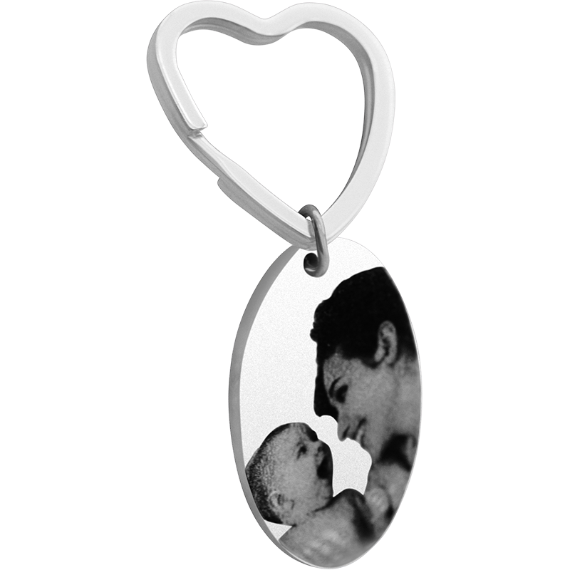 Personalized Oval Dog or Cat Photo Engraved Keyring