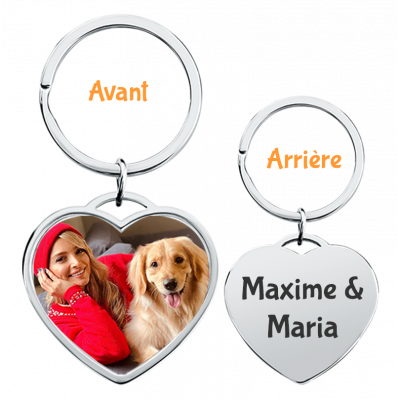Porte-clés Luxe Cœur Gravé Personnalisé avec...