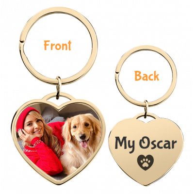 Personalized Luxury Heart Keyring with Dog or...