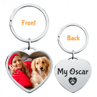 Personalized Luxury Heart Keyring with Dog or...
