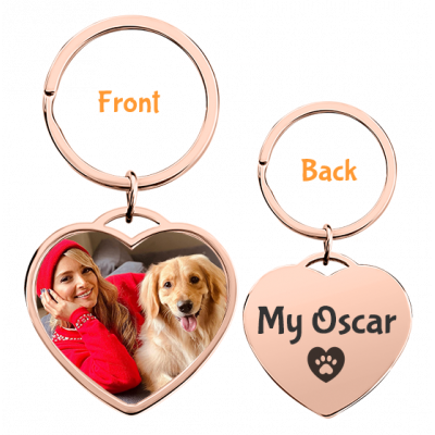 Personalized Luxury Heart Keyring with Dog or...