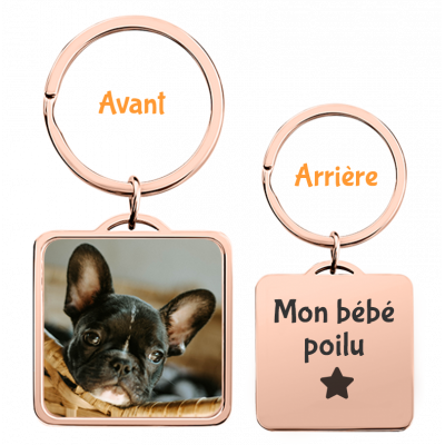 Porte-clés Luxe Carré Gravé Personnalisé avec...