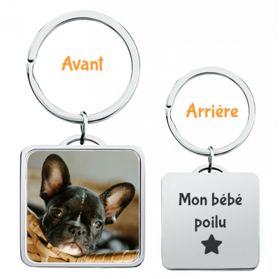 Porte-clés Luxe Carré Gravé Personnalisé avec...