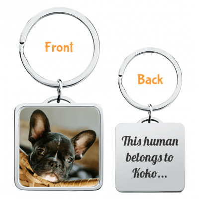Personalized Luxury Square Keyring with Dog or...