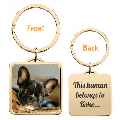 Personalized Luxury Square Keyring with Dog or...