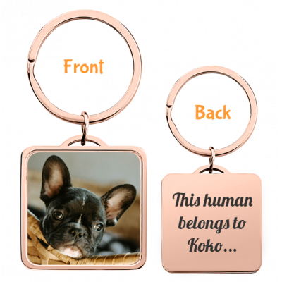 Personalized Luxury Square Keyring with Dog or...