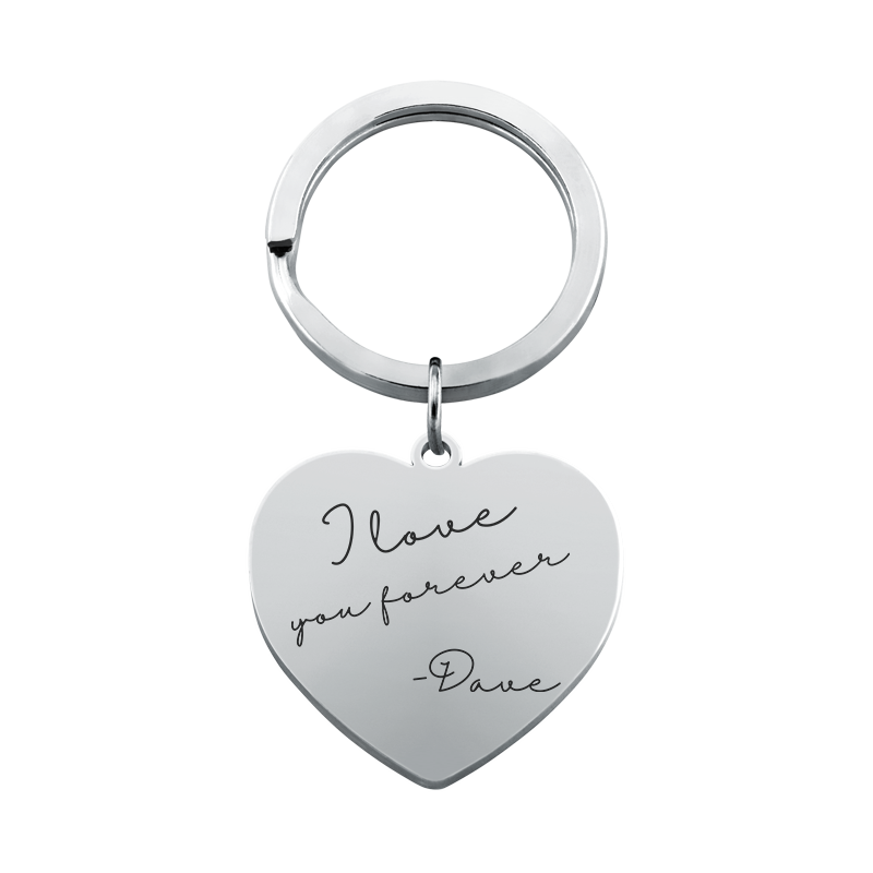 Personalized Handwriting to Engraving Heart Keyring
