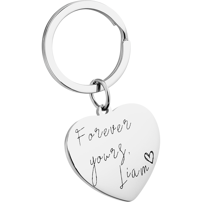 Personalized Handwriting to Engraving Heart Keyring