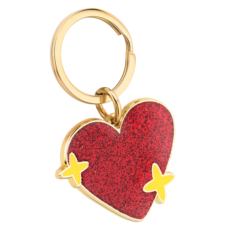 Personalized Engraved Heart Keyring with Sparkles