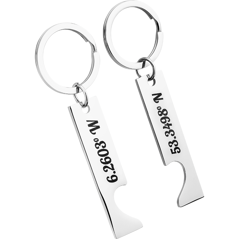 Personalized Heart Keyrings with Engraved Coordinates