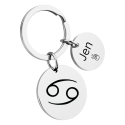 Personalized Circle Keyring with Zodiac Sign