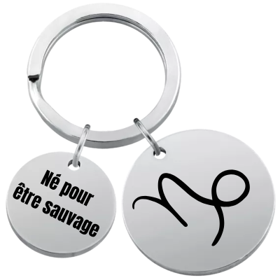 Porte-clés Rond Personnalisé avec Signe du...
