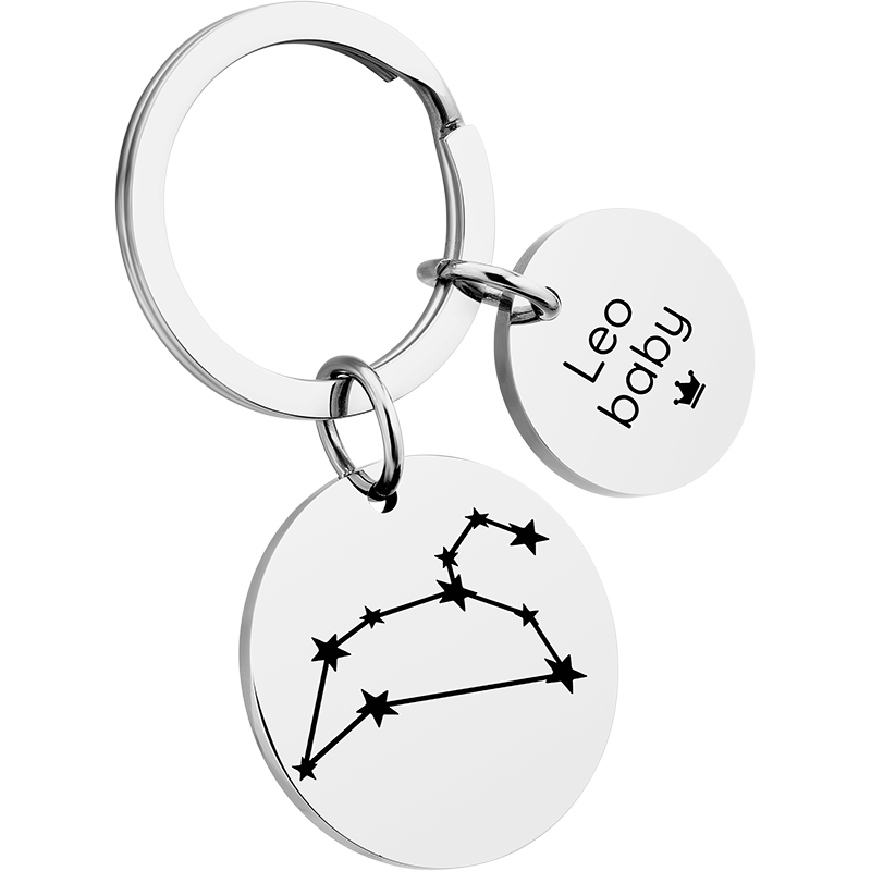 Personalized Circle Keyring with Constellation
