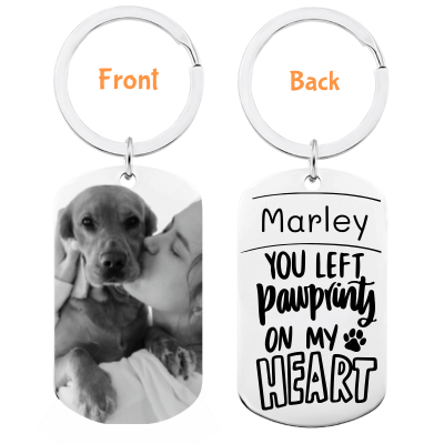 Personalized Pet Memorial Photo Engraved Keyring