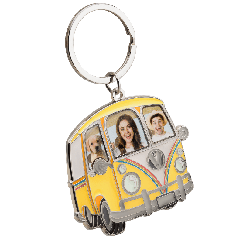 Retro Campervan Keyring with Personalized Faces