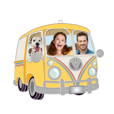 Retro Campervan Keyring with Personalized Faces