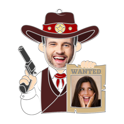 Wanted Poster Keyring with Personalized Face