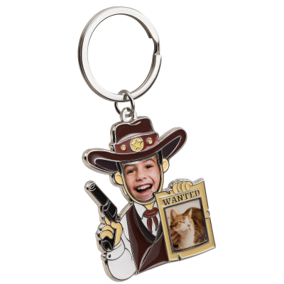 Wanted Poster Keyring with Personalized Face