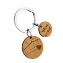 Personalized Geo-map Wooden Keyring