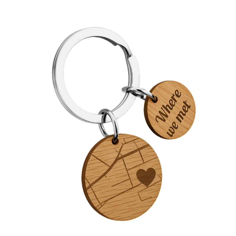 Personalized Geo-map Wooden Keyring