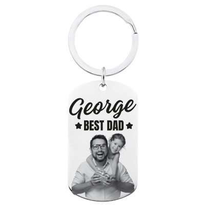 Personalised Photo Engraved Keyring - Best Dad