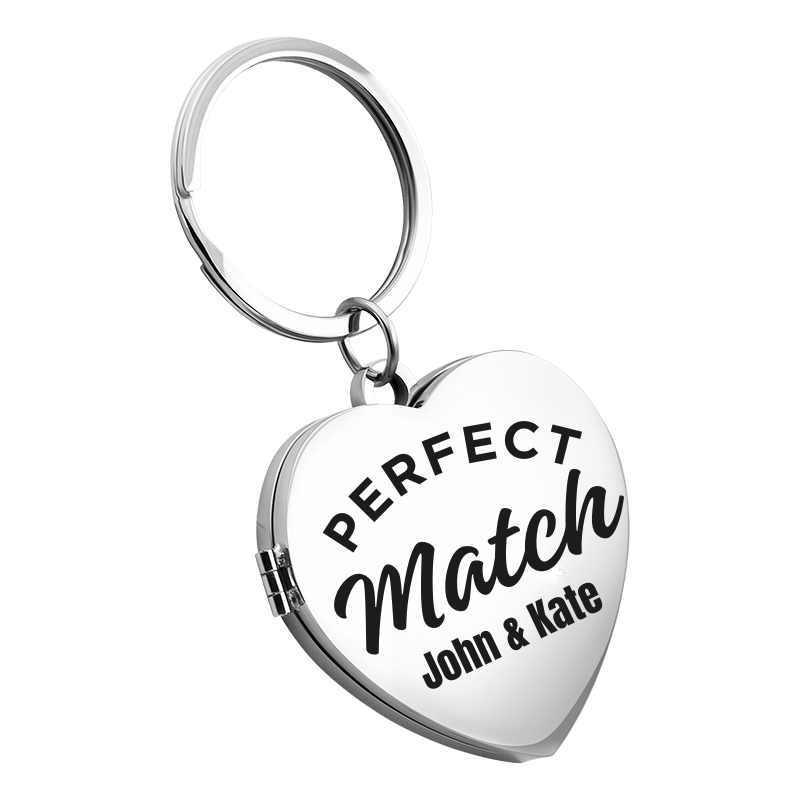 Personalized Couple’s Heart Locket Keyring - Perfect Match