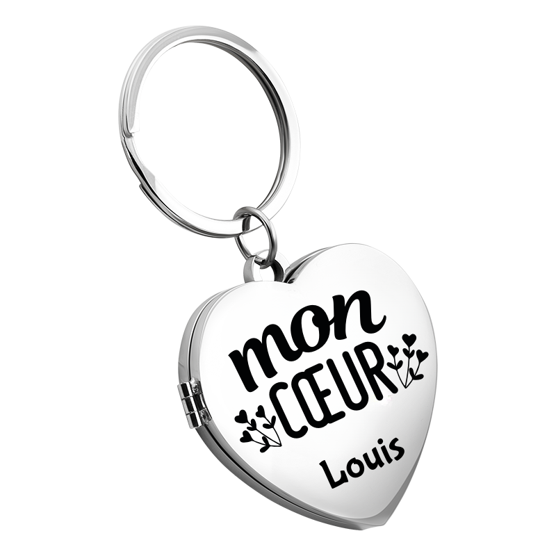 Porte-clés de Couple Personnalisé avec Photos et gravure - Mon Cœur