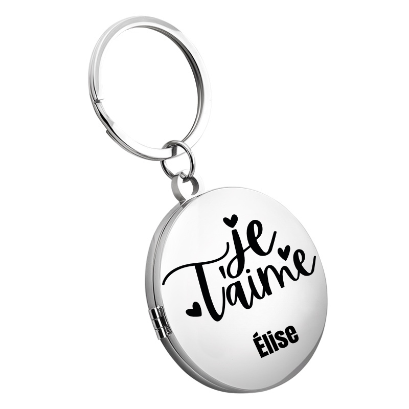 Porte-clés de Couple Personnalisé avec Photo et gravure - Je t'aime